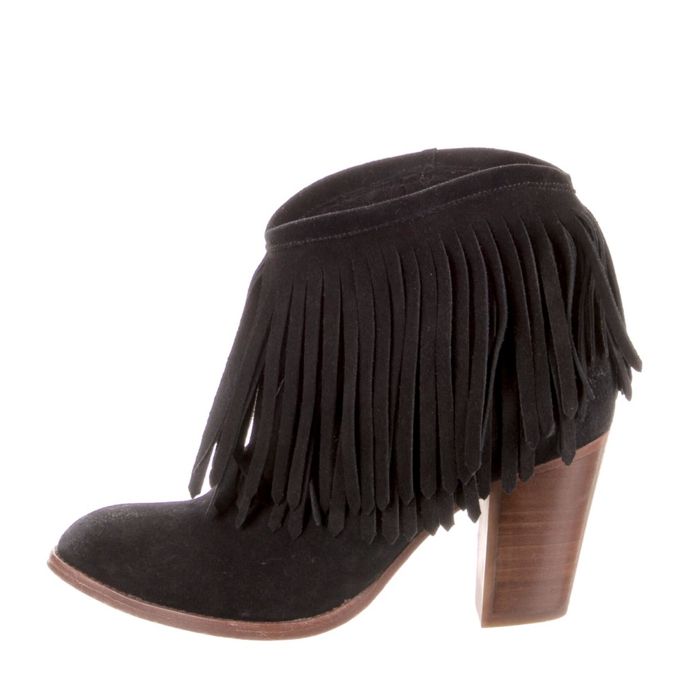 Frye suede fringe tassel western booties